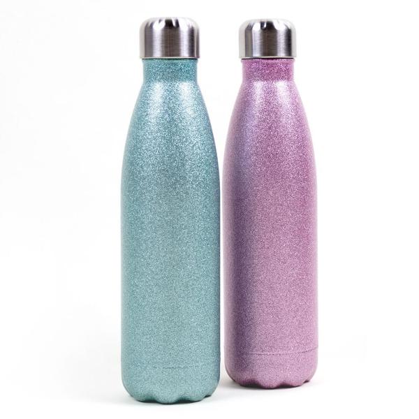 Edelstahlflasche Glitter aqua